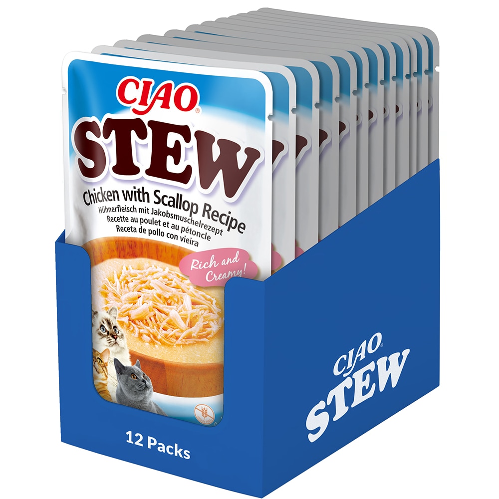 Hrana umeda pentru pisici INABA Ciao Churu Stew, Adult, Pui in sos, 12 x 40 g