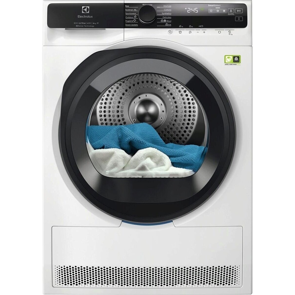 Uscator de rufe ELECTROLUX EW8D585UCE, UltraCare, Pompa de caldura, 8 kg, 13 programe, Clasa B, alb