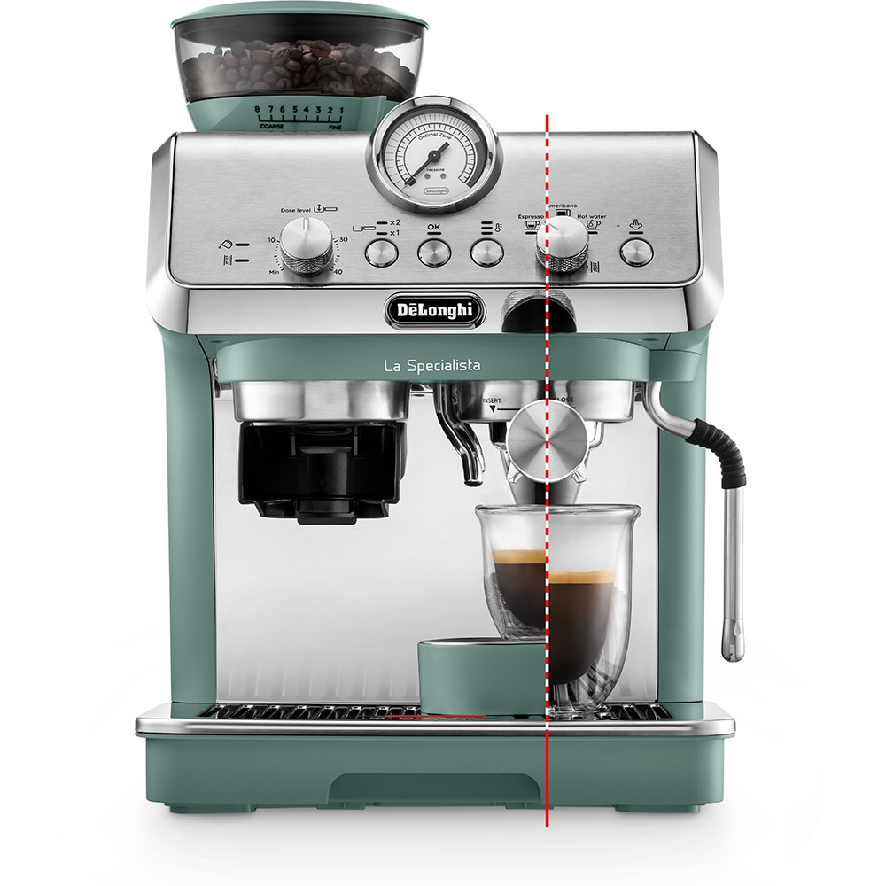 Espressor manual DELONGHI La Specialista Arte EC9155.GR, 1.5l, 1300W, 15 bar, functia Active Temperature Control, verde-argintiu