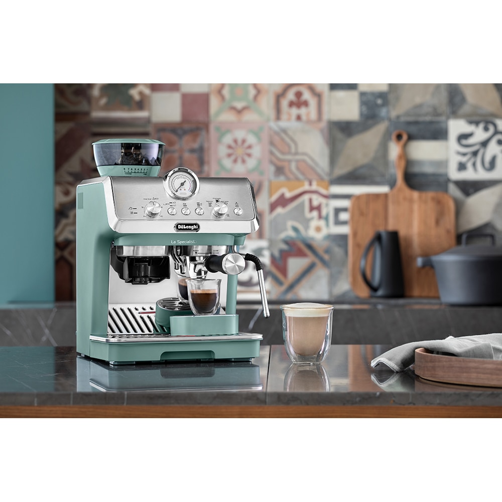 Espressor manual DELONGHI La Specialista Arte EC9155.GR, 1.5l, 1300W, 15 bar, functia Active Temperature Control, verde-argintiu