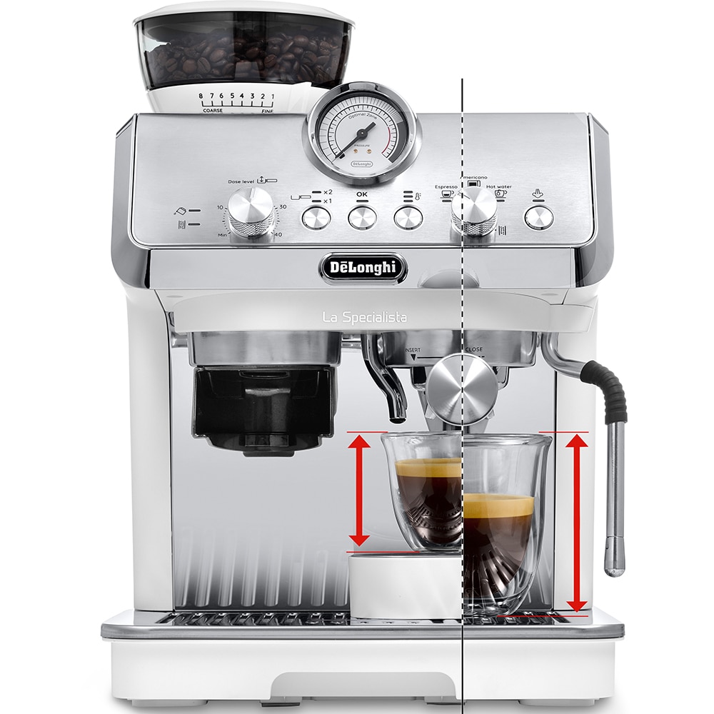 Espressor manual DELONGHI La Specialista Arte EC9155.W, 1.5l, 1300W, 15 bar, functia Active Temperature Control, alb-argintiu
