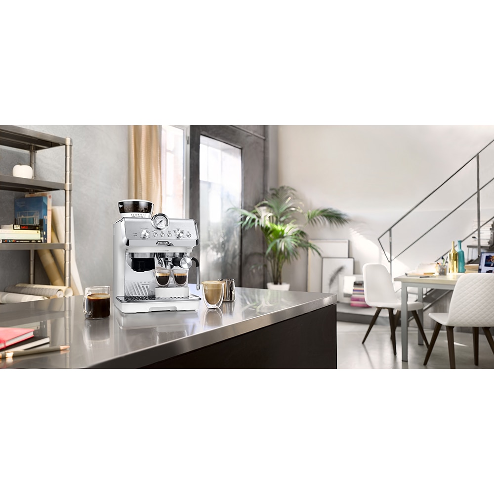 Espressor manual DELONGHI La Specialista Arte EC9155.W, 1.5l, 1300W, 15 bar, functia Active Temperature Control, alb-argintiu