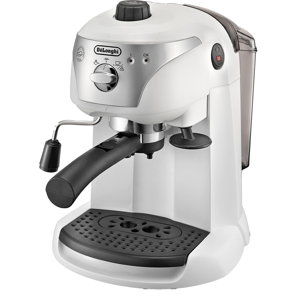 Espressor manual DELONGHI EC221.W, 1l, 1100W, 15 bar, sistem Cappuccino, alb-negru