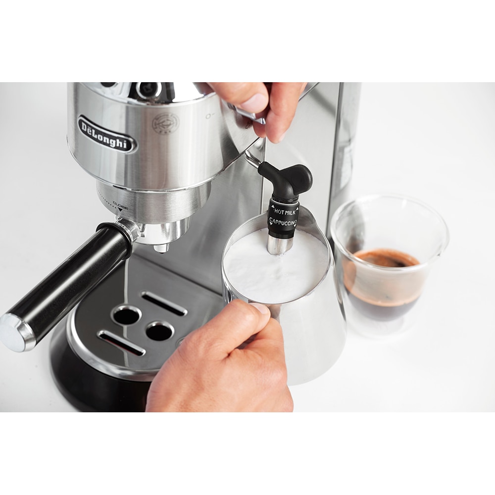 Espressor manual DELONGHI Dedica Style EC685.M, 1.1l, 1300W, 15 bar, sistem Cappuccino, argintiu-negru