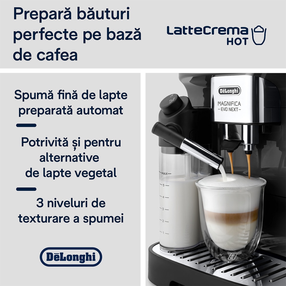 Espressor automat DELONGHI Magnifica Evo Next ECAM310.60.GB, 1.9l, 1450W, 15 bar, gri-negru