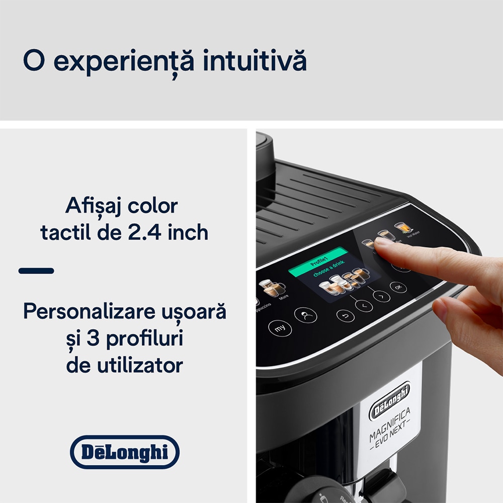 Espressor automat DELONGHI Magnifica Evo Next ECAM310.60.GB, 1.9l, 1450W, 15 bar, gri-negru