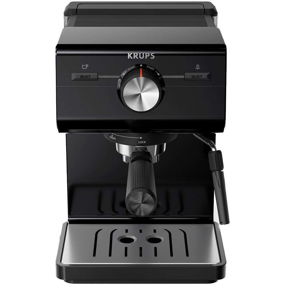 Espressor manual KRUPS Authentic XP381810, 2l, 15 bar, sistem Cappuccino, negru-argintiu