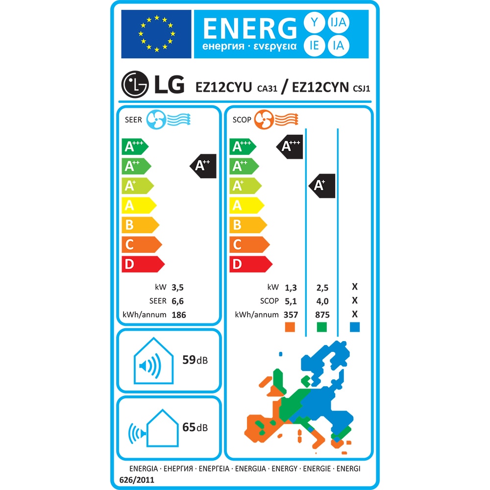 Aer conditionat LG Dualcool Special E EZ12CYN, 12000 BTU, A++/A+, Dual Inverter, Wi-Fi, alb