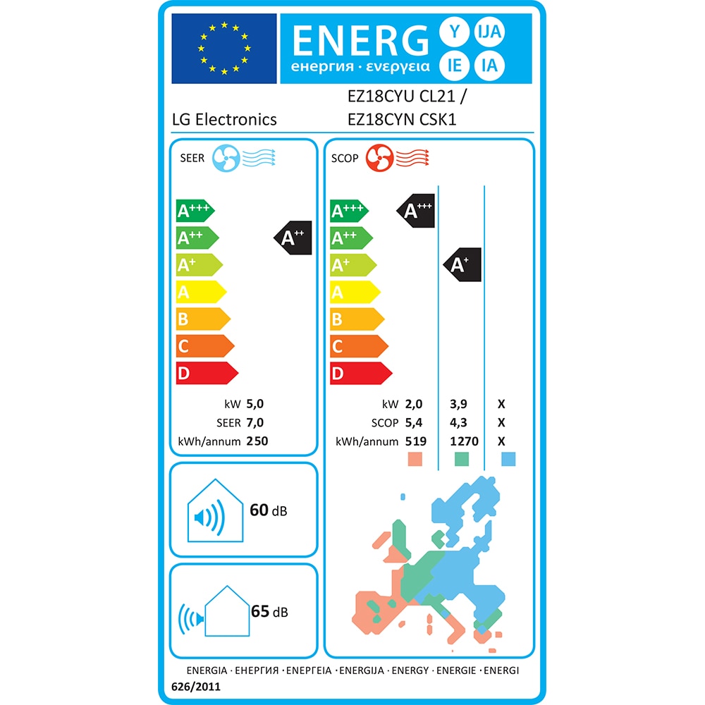 Aer conditionat LG Dualcool Special E EZ18CYN, 18000 BTU, A++/A+, Dual Inverter, Wi-Fi, alb