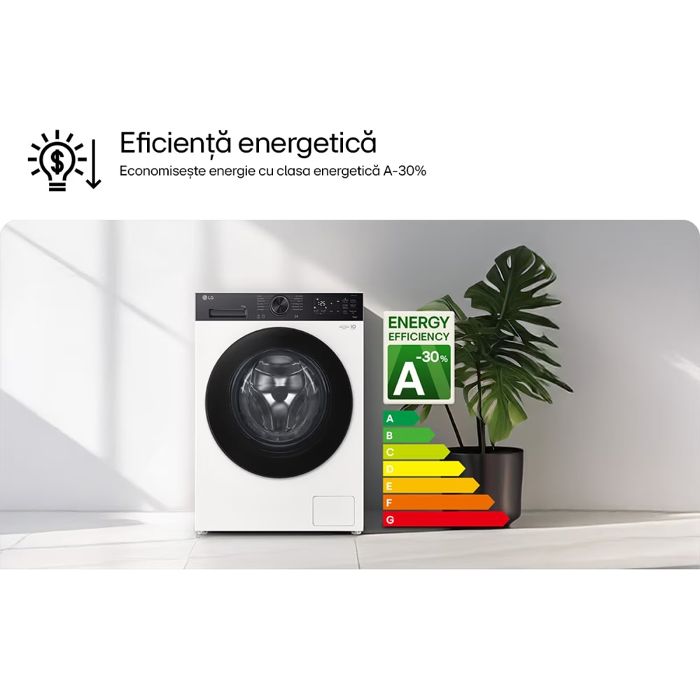 Masina de spalat rufe frontala LG F2X50S9TKB, AI Direct Drive, 9 kg, 1200rpm, Clasa A, alb