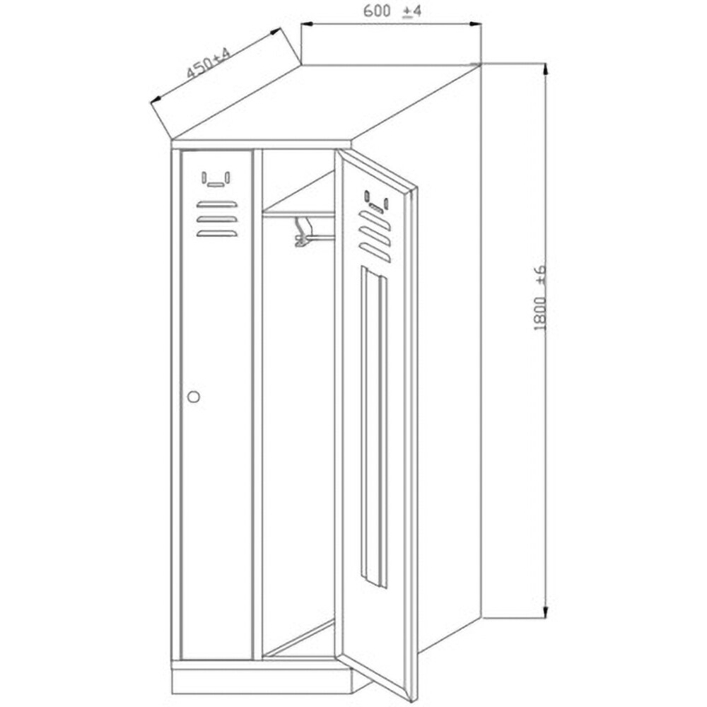 Vestiar MD34, 2 usi, metal, 60 x 45 x 180 cm, gri inchis