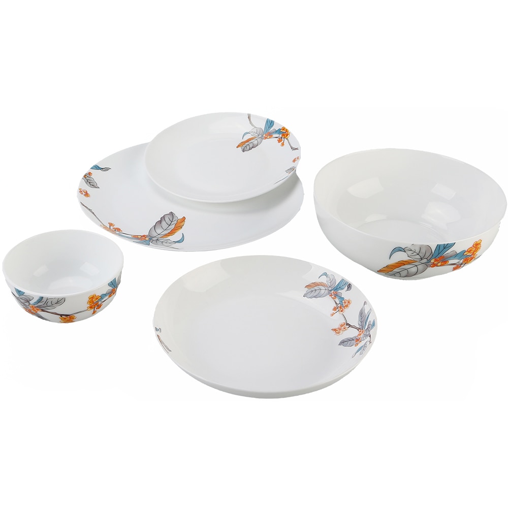 Set de masa MYRIA MC4008, 25 piese, sticla opal, alb