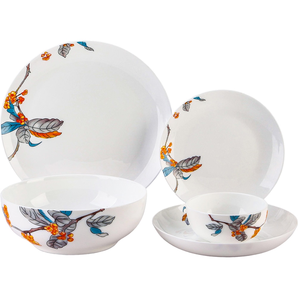 Set de masa MYRIA MC4008, 25 piese, sticla opal, alb