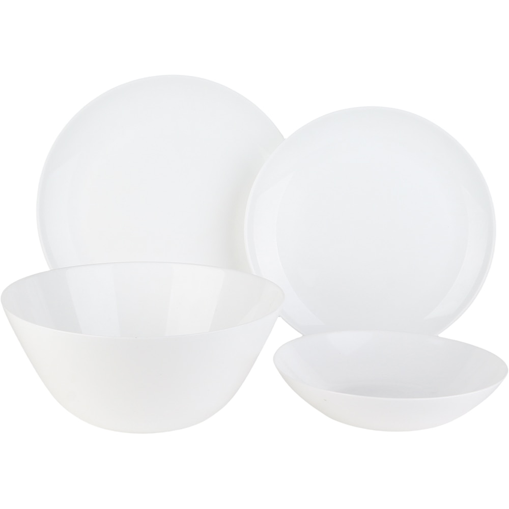 Set de masa MYRIA MC4044, 19 piese, sticla opal, alb