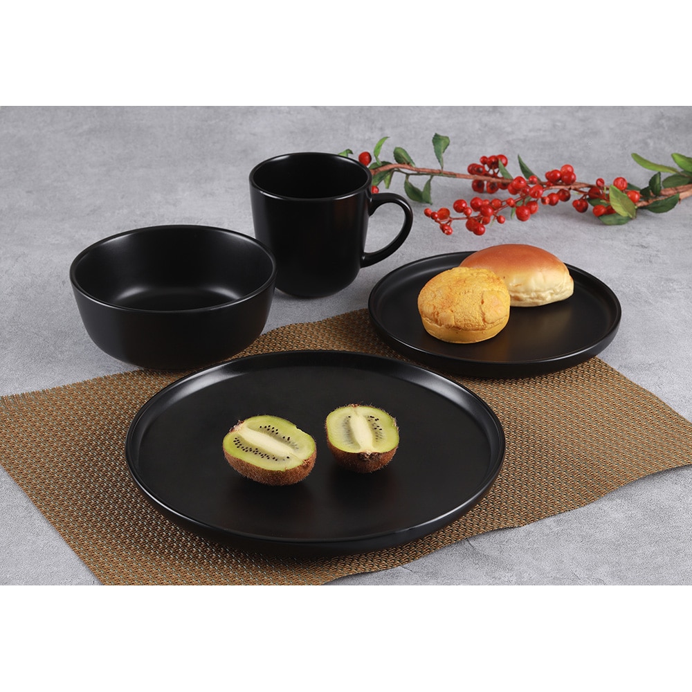 Set de masa MYRIA MY4897, 16 piese, ceramica, negru