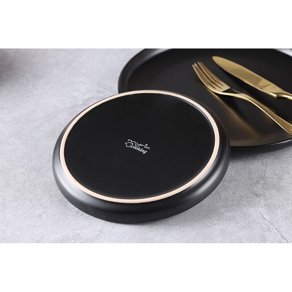 Set de masa MYRIA MY4897, 16 piese, ceramica, negru