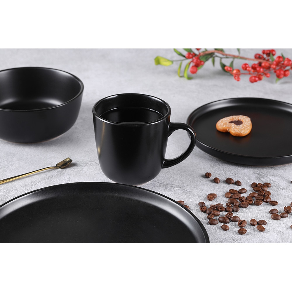 Set de masa MYRIA MY4897, 16 piese, ceramica, negru