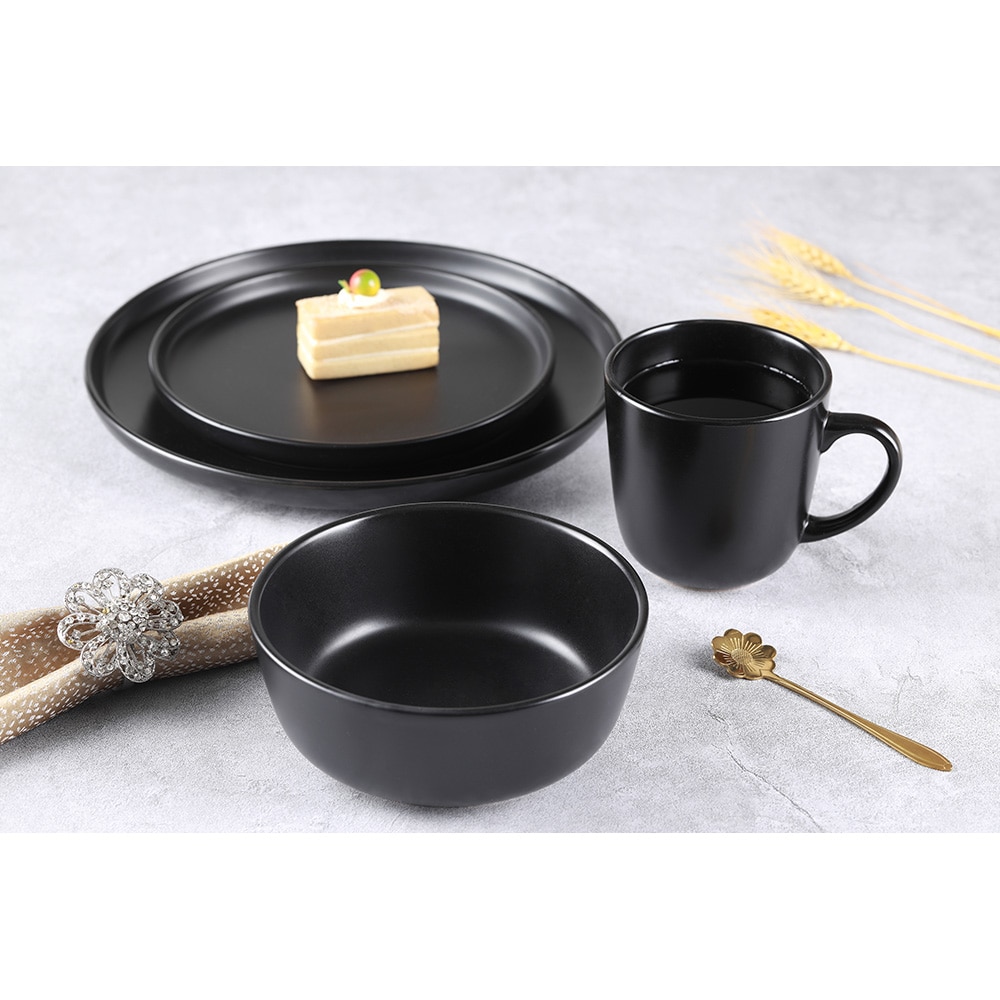 Set de masa MYRIA MY4897, 16 piese, ceramica, negru