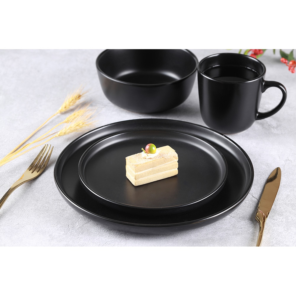 Set de masa MYRIA MY4897, 16 piese, ceramica, negru