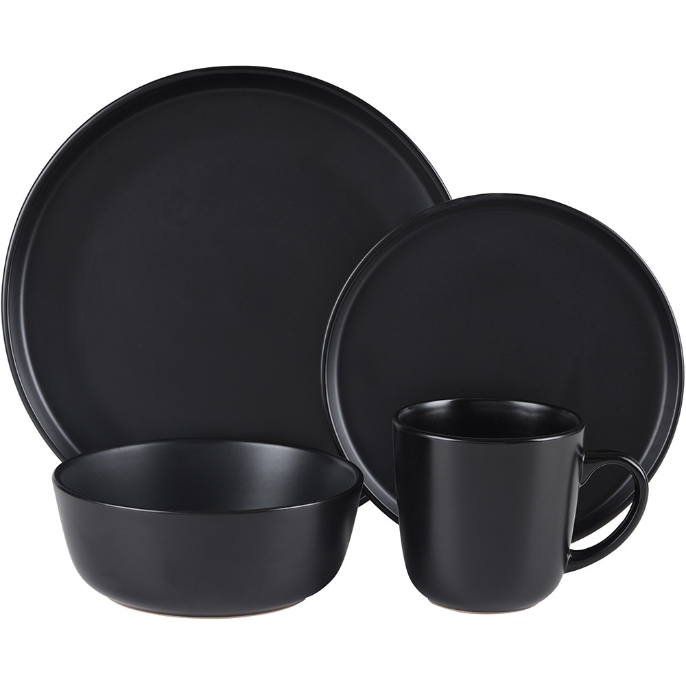 Set de masa MYRIA MY4897, 16 piese, ceramica, negru