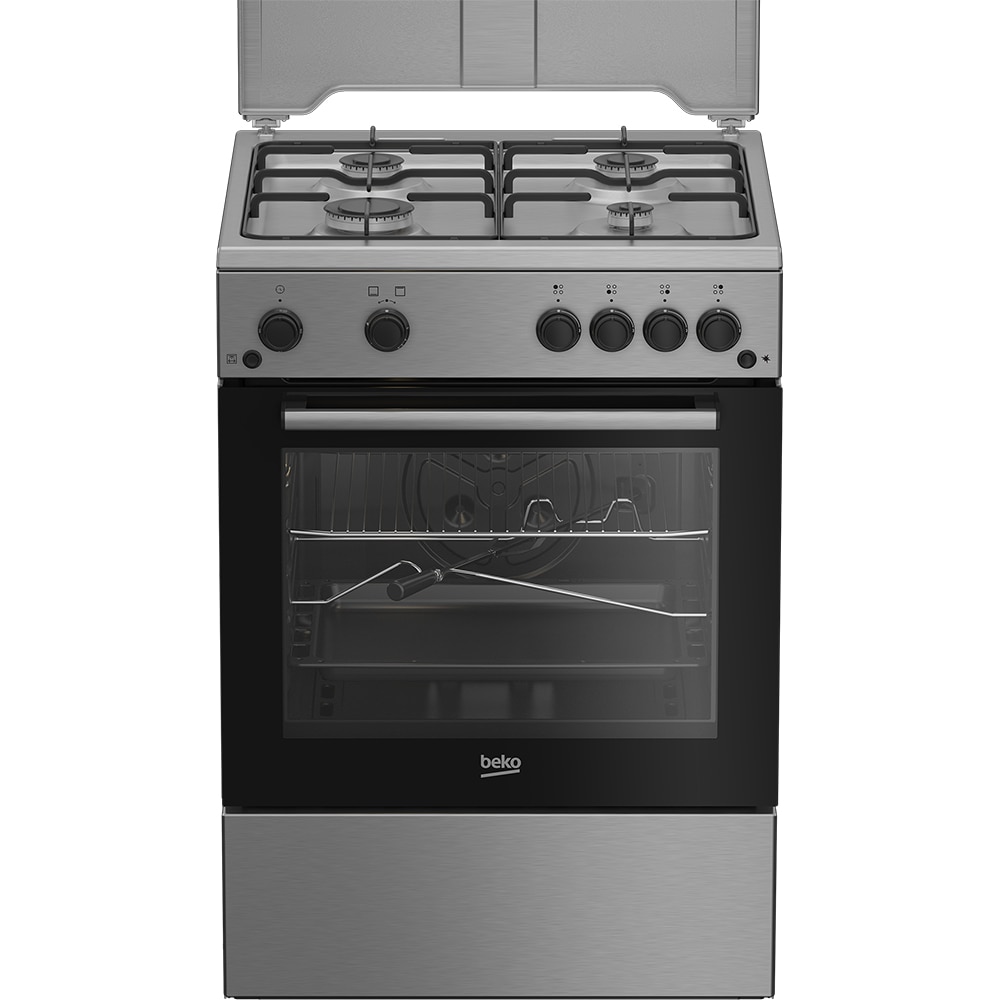 Aragaz BEKO FBSHT62111GX, 4 arzatoare, Gaz, L 60 cm, Grill, Rotisor, inox