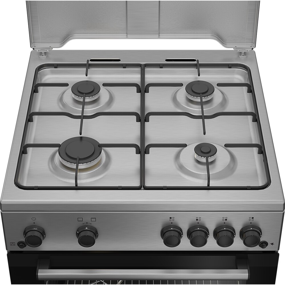 Aragaz BEKO FBSHT62111GX, 4 arzatoare, Gaz, L 60 cm, Grill, Rotisor, inox