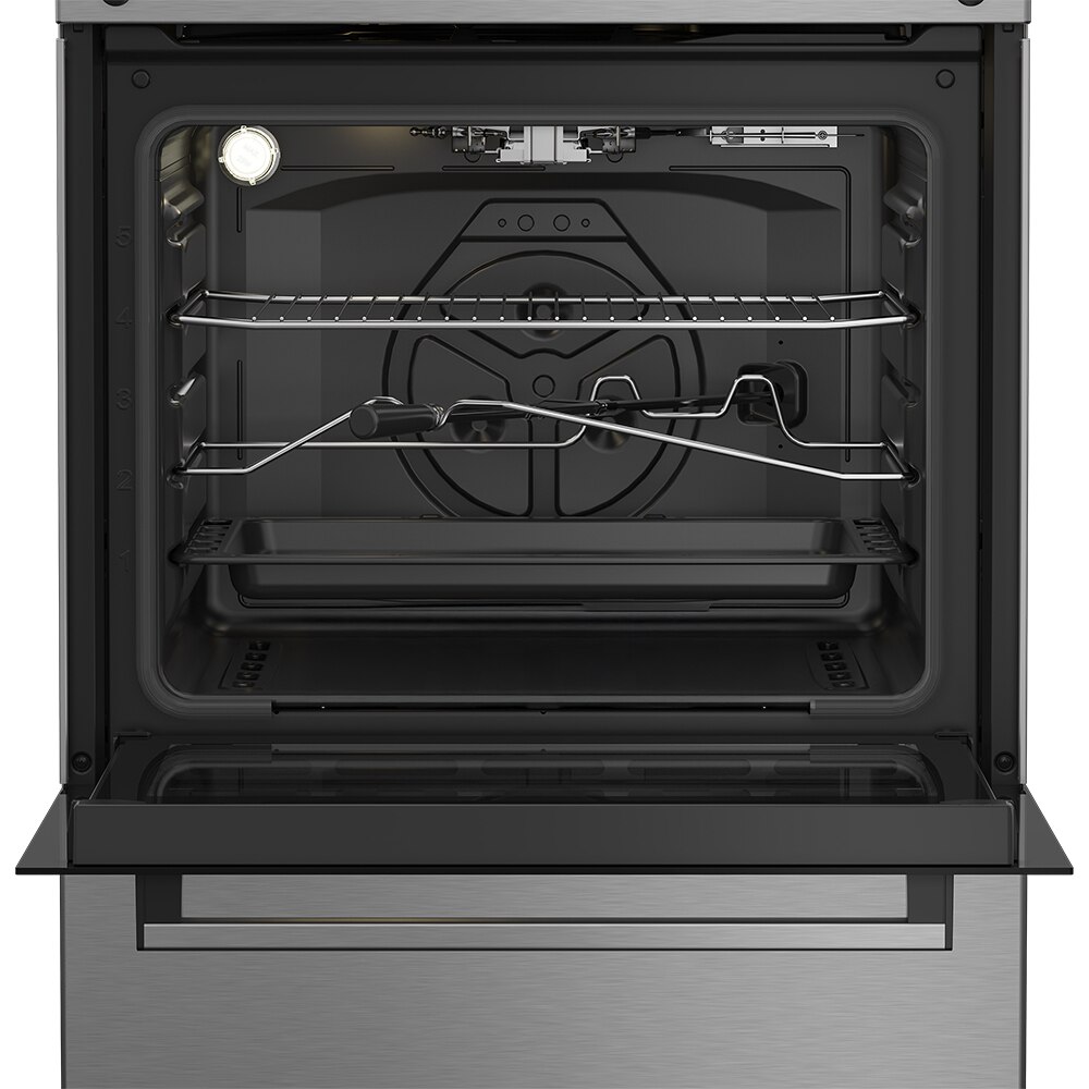 Aragaz BEKO FBSHT62111GX, 4 arzatoare, Gaz, L 60 cm, Grill, Rotisor, inox