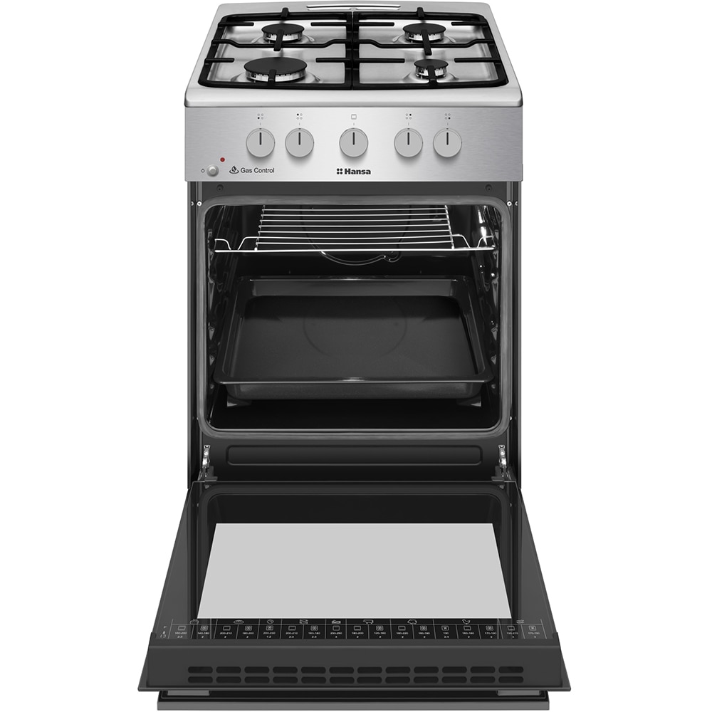Aragaz HANSA FCGX52029H, 4 arzatoare, Gaz, L 50 cm, Grill, inox