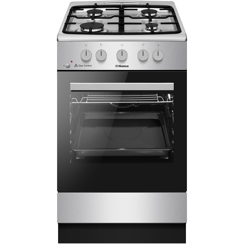 Aragaz HANSA FCGX52029H, 4 arzatoare, Gaz, L 50 cm, Grill, inox