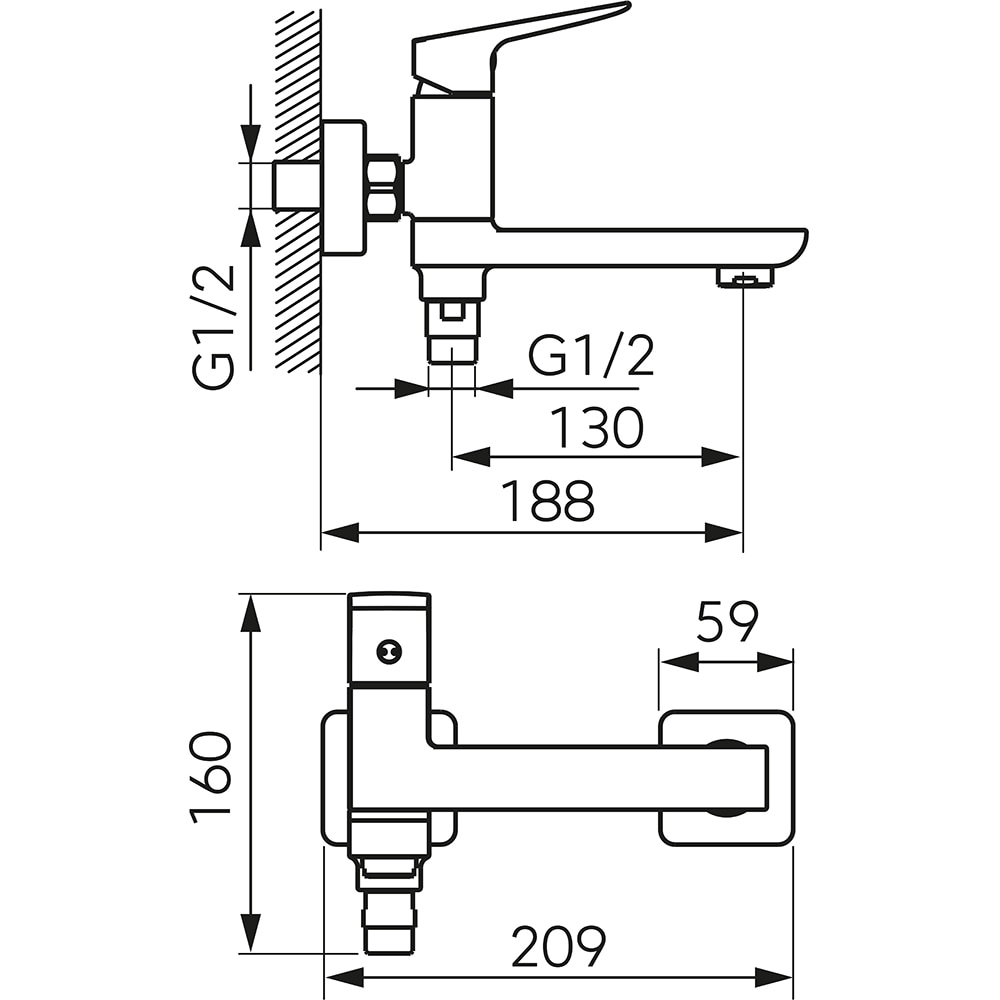 Baterie cada-dus FERRO Vitto Verdeline BVI1RVLBL, alama sanitara, negru