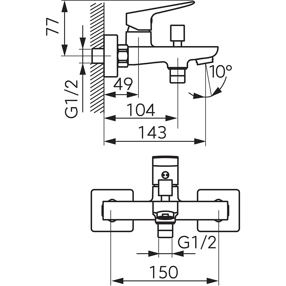 Baterie cada-dus FERRO Vitto Verdeline BVI1VLBL, alama sanitara, negru