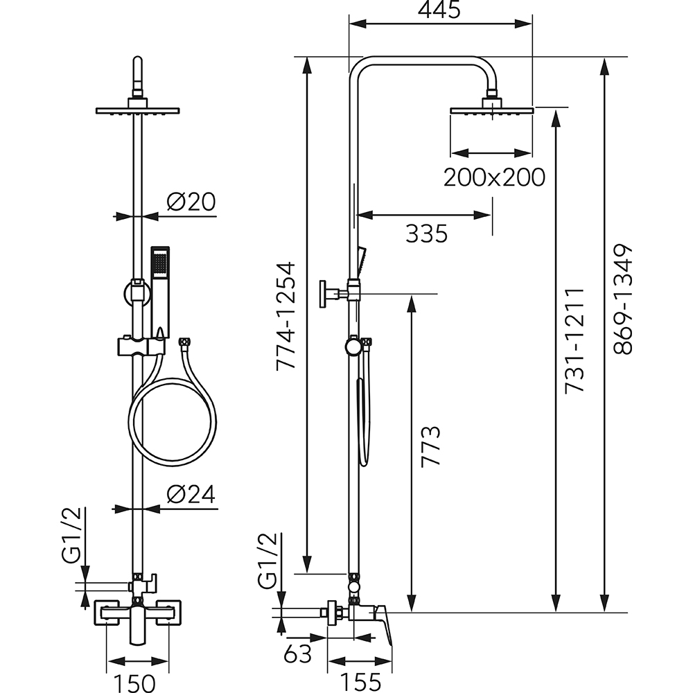 Sistem dus FERRO Vitto Verdeline NP81-BVI7UVL, 1 functie, crom