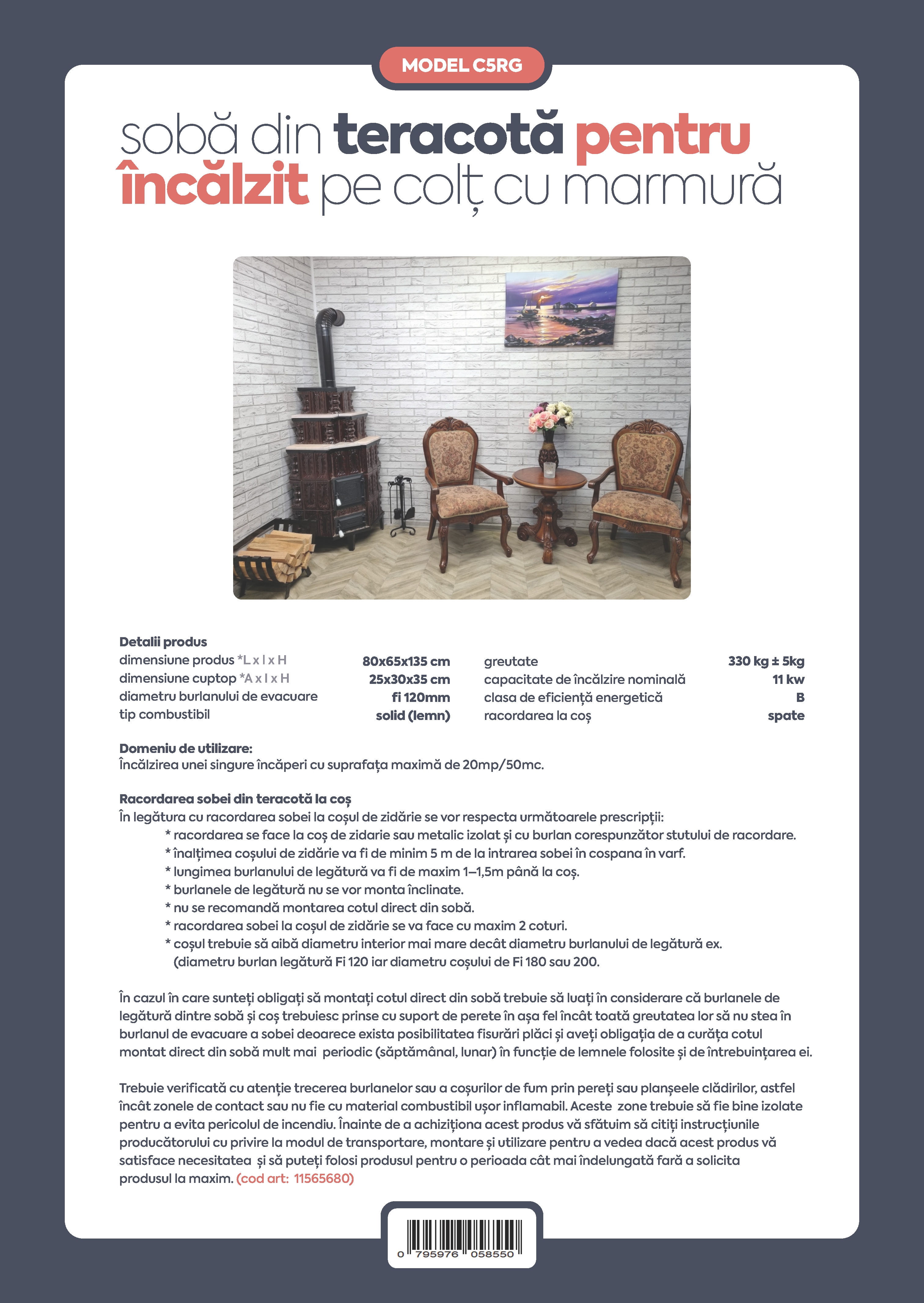 Soba teracota colt, 5 randuri