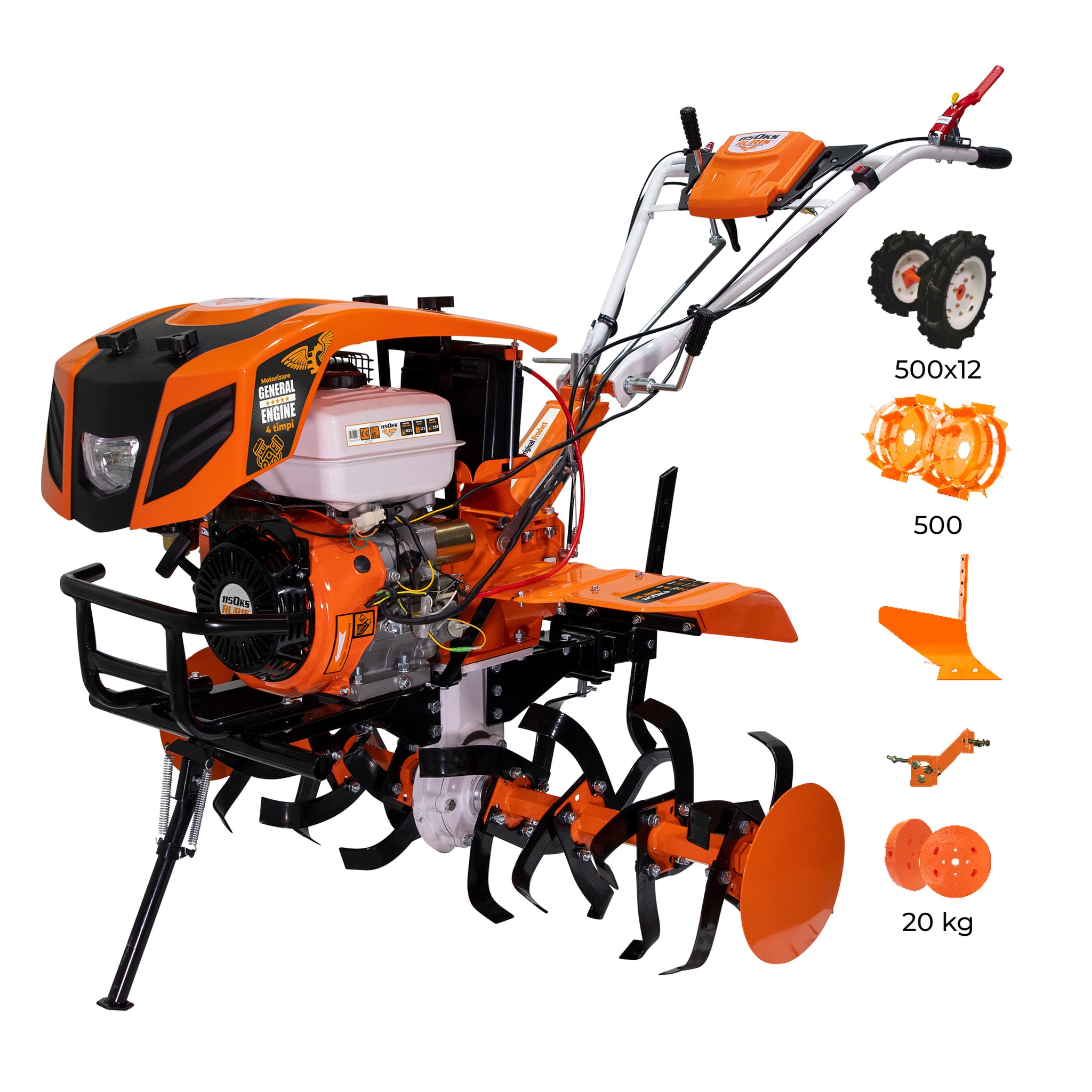 Motosapa pe benzina, Ruris 1150 KSA, 390 CC, 13 CP, latime lucru 75-110 cm, 4 timpi, + accesorii