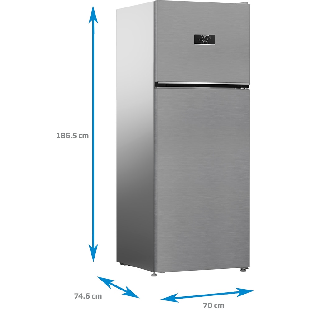 Frigider cu doua usi BEKO B3RDNE504HXB, No Frost, 477 l, H 186.5 cm, Clasa E, argintiu