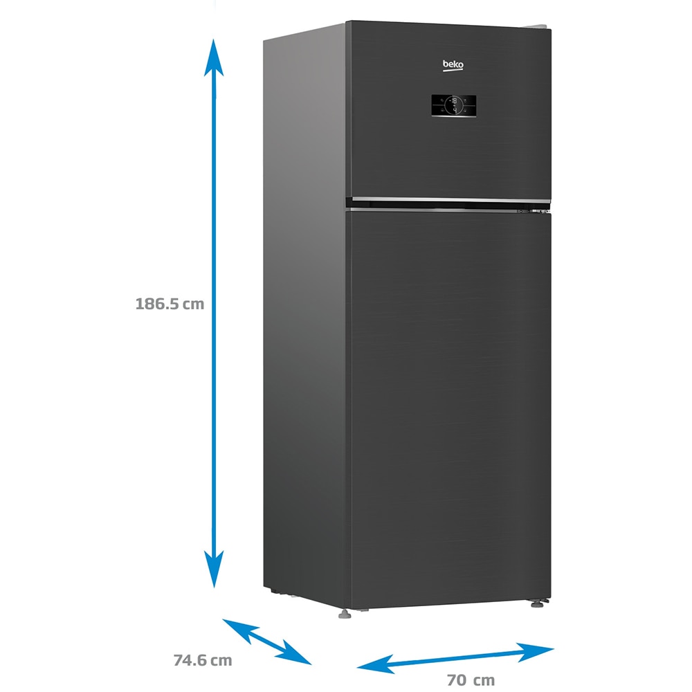 Frigider cu doua usi BEKO B5RDNE504LXBR, No Frost, 477 l, H 186.5 cm, Clasa E, dark inox