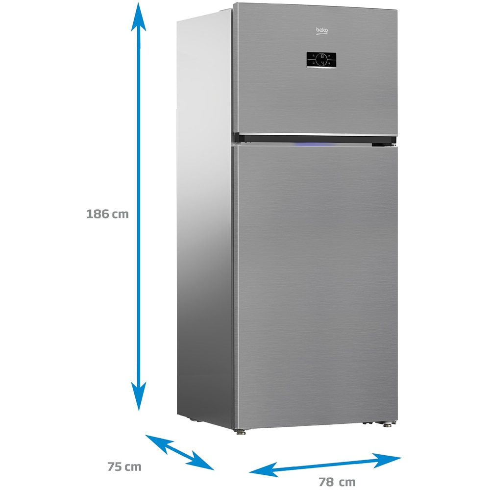 Frigider cu doua usi BEKO B5RDNE594ZXB, No Frost, 557 l, H 186 cm, Clasa E, inox