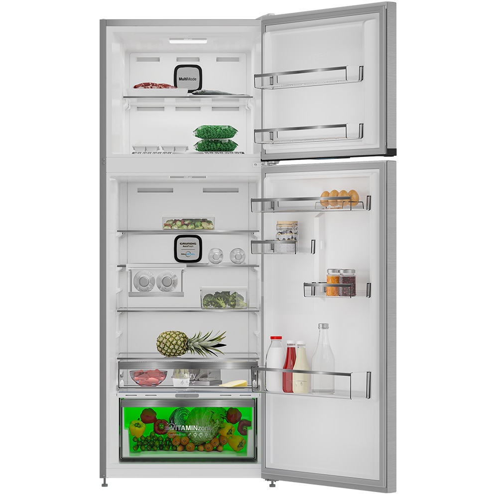 Frigider cu doua usi GRUNDIG GDPN67830LXW, No Frost, 477 l, 186.5 cm, Clasa D, argintiu