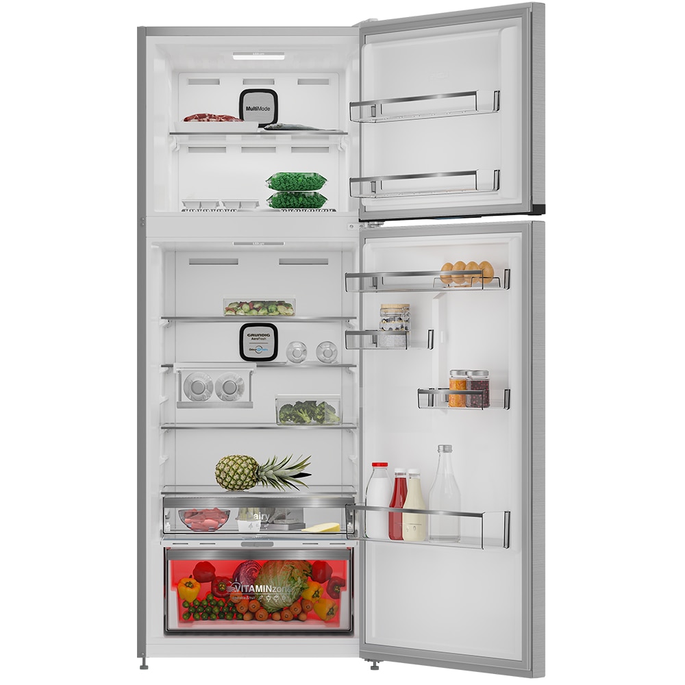 Frigider cu doua usi GRUNDIG GDPN67830LXW, No Frost, 477 l, 186.5 cm, Clasa D, argintiu