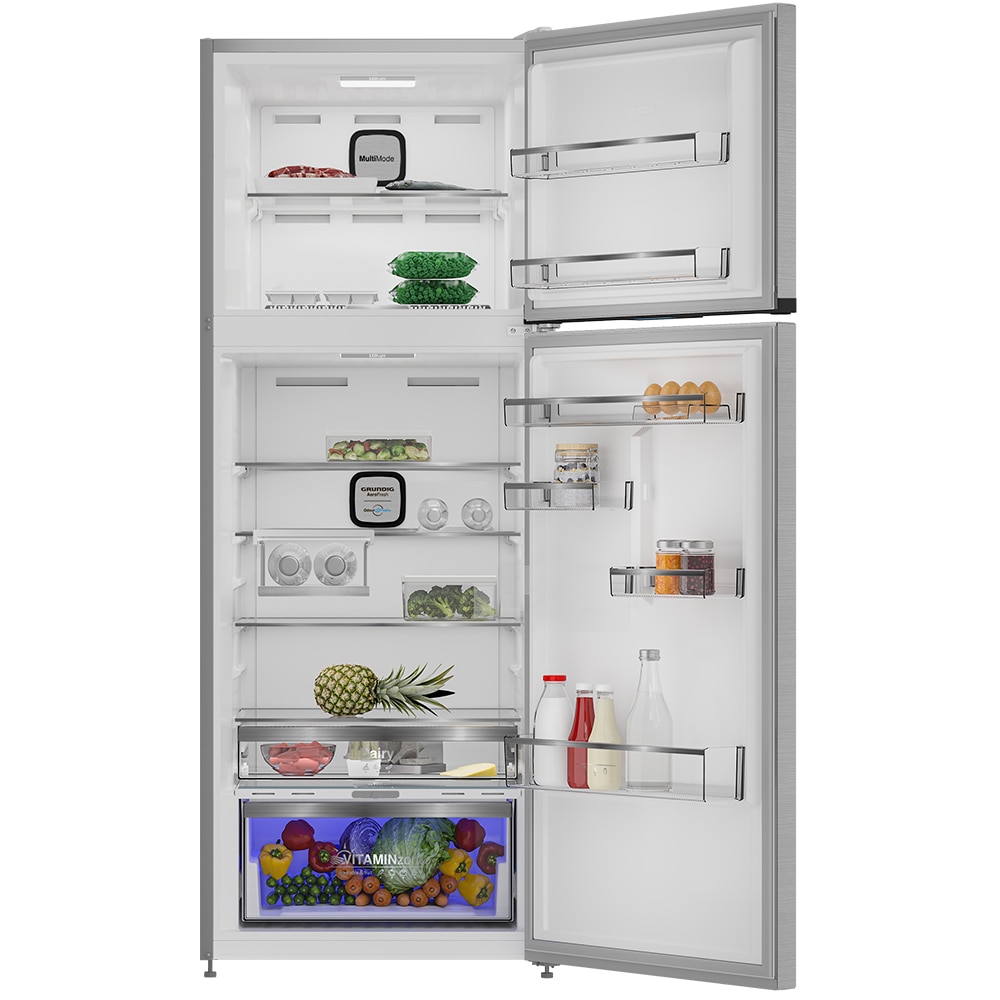 Frigider cu doua usi GRUNDIG GDPN67830LXW, No Frost, 477 l, 186.5 cm, Clasa D, argintiu