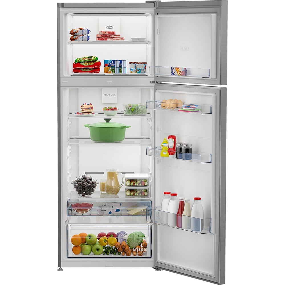 Frigider cu doua usi BEKO RDNE455K40XBN, No Frost, 406 l, H 185 cm, Clasa E, argintiu