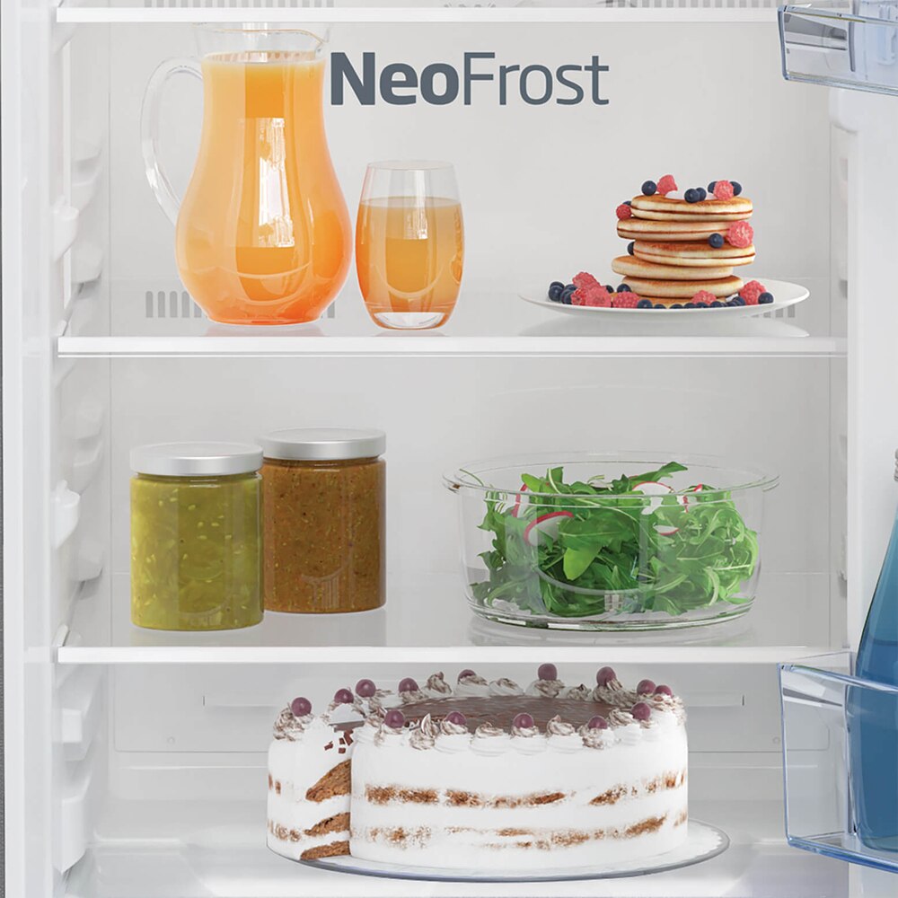 Frigider cu doua usi BEKO RDNT271I40XBN, No Frost, 250 l, H 165 cm, Clasa E, argintiu