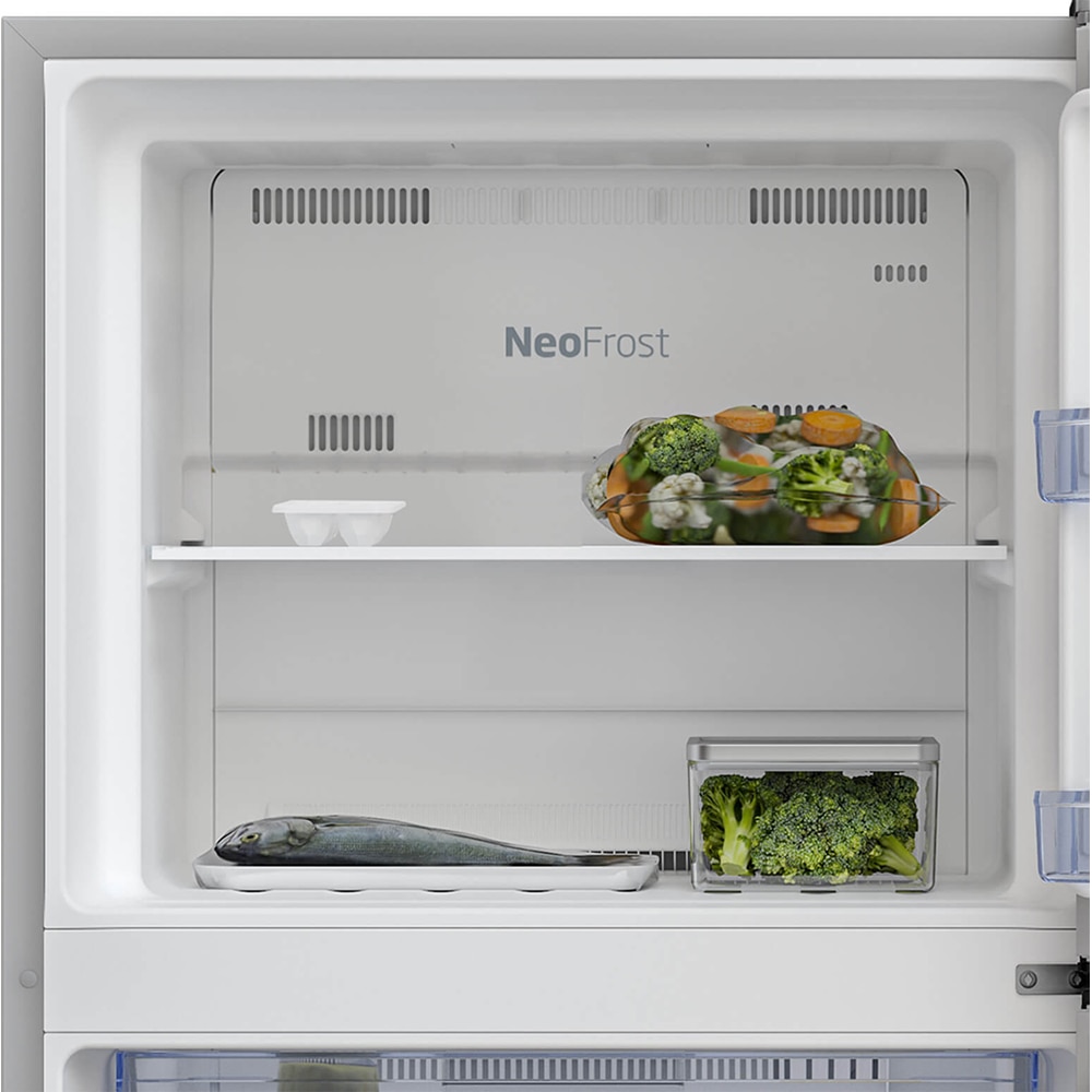 Frigider cu doua usi BEKO RDNT401E40SZXBN, No Frost, 375 l, H 172 cm, Clasa E, argintiu