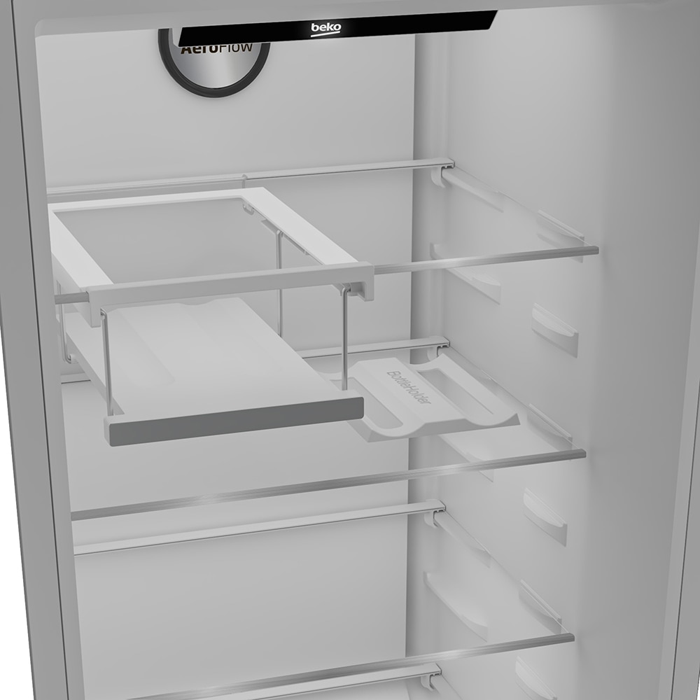 Frigider cu o usa BEKO B5RLNE365HDXB, No Frost, 365 l, H 186.5 cm, Clasa D, Dozator apa, inox