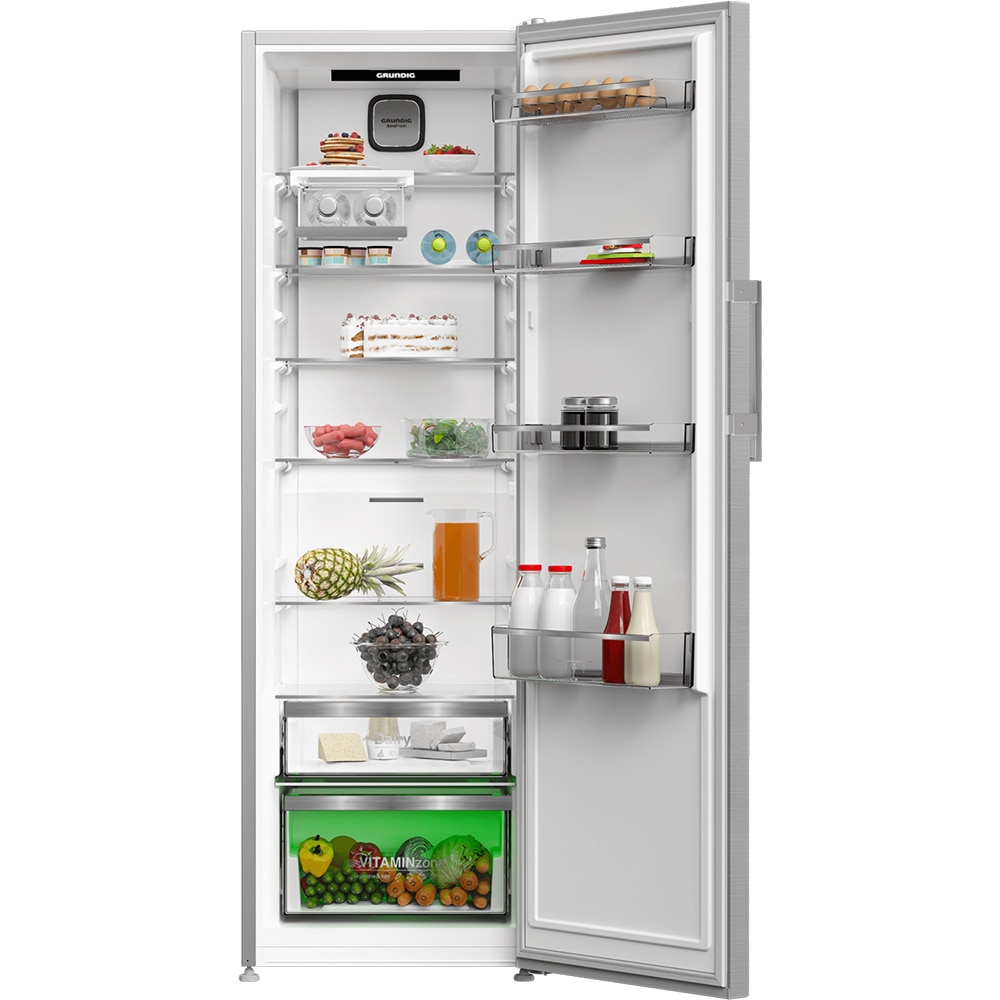 Frigider cu o usa GRUNDIG GLPN66820X, No Frost, 365 l, H 186 cm, Clasa E, inox