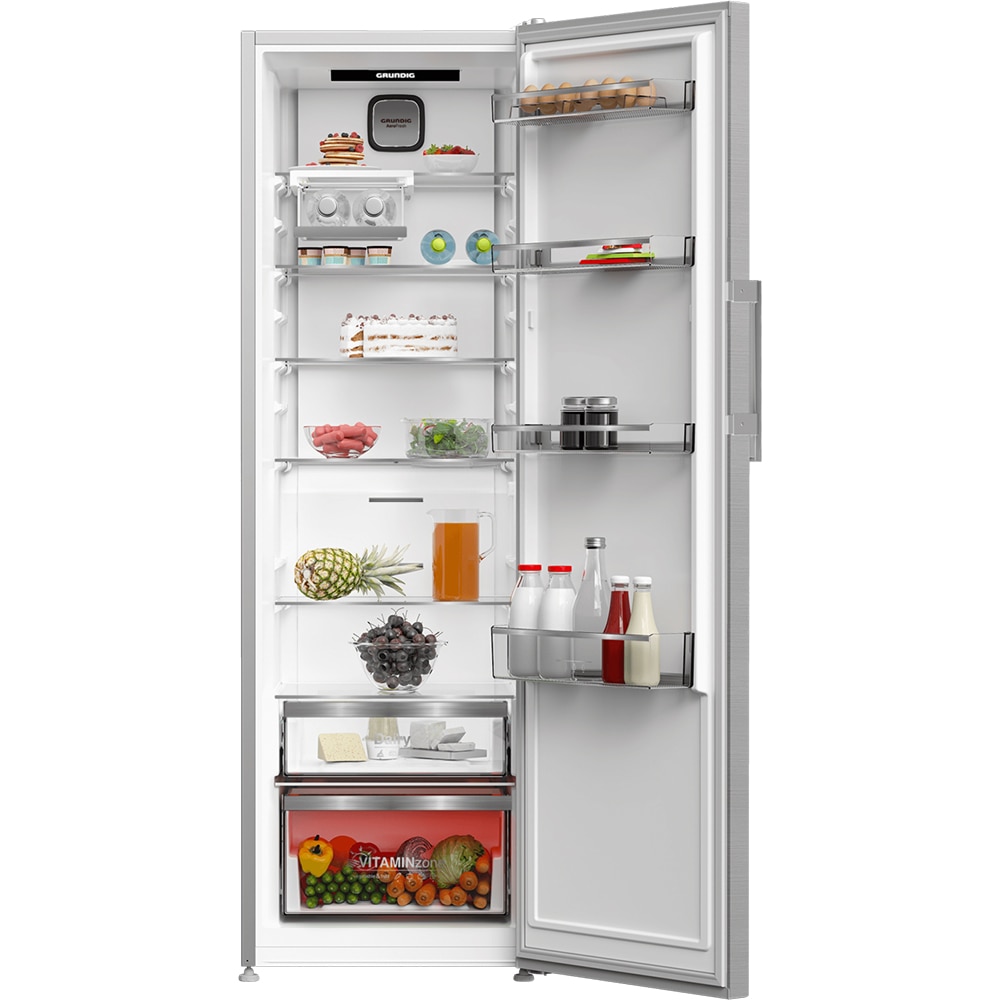 Frigider cu o usa GRUNDIG GLPN66820X, No Frost, 365 l, H 186 cm, Clasa E, inox