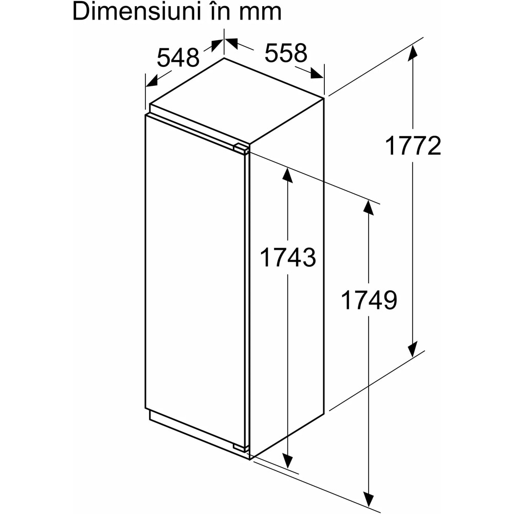 Frigider incorporabil cu o usa BOSCH KIR81VFE0, 310 l, H 177 cm, Clasa E