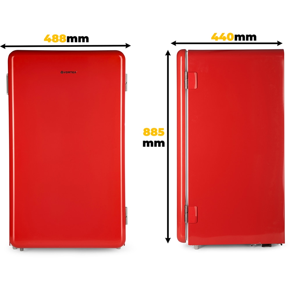 Frigider cu o usa VORTEX VD9SRD01M, 93 l, H 83.5 cm, Clasa E, rosu