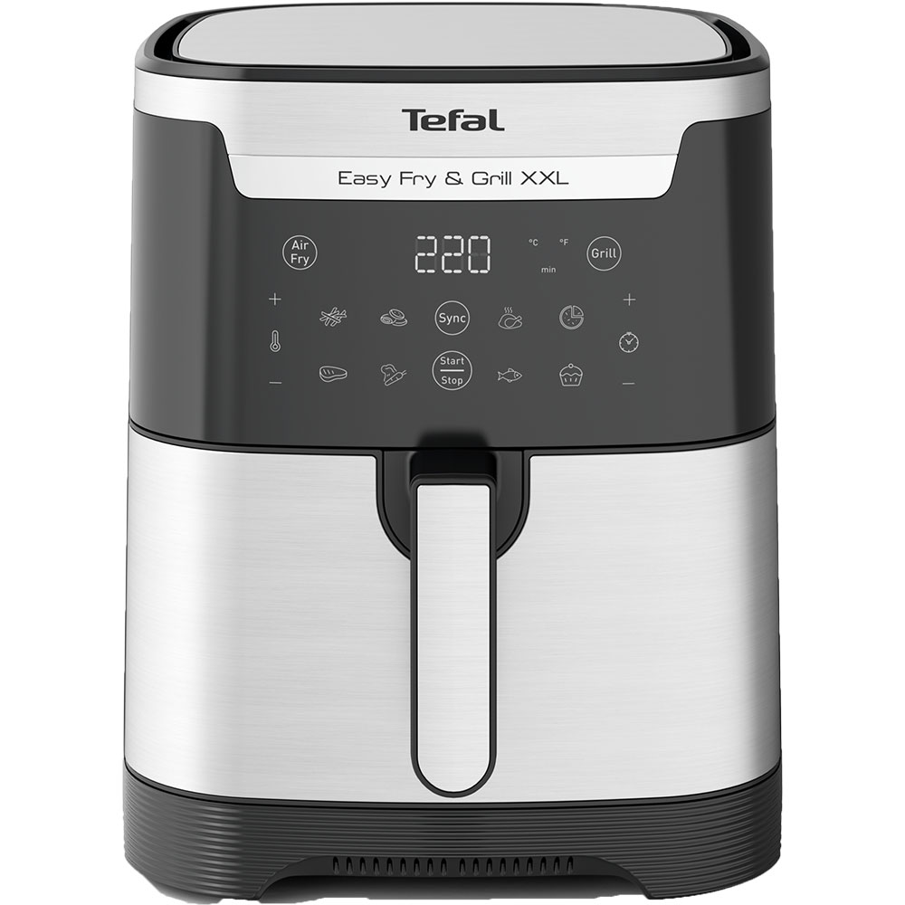 Friteuza cu aer cald TEFAL Easy Fry XXL Flexcook EY801D15, 1.5kg, 6.5l, 1830W, negru-argintiu