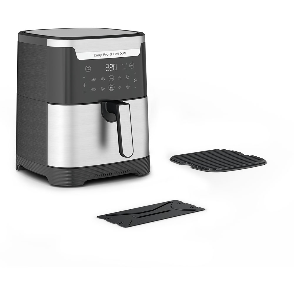 Friteuza cu aer cald TEFAL Easy Fry XXL Flexcook EY801D15, 1.5kg, 6.5l, 1830W, negru-argintiu